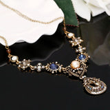 Hesiod Pink Rhinestone Necklace Pendant Vintage Lady Choker Necklace