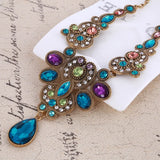 Hesiod Pink Rhinestone Necklace Pendant Vintage Lady Choker Necklace