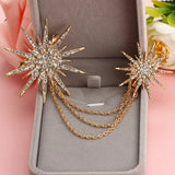 Crystal Charm Star Sparking Chain Brooch for Women