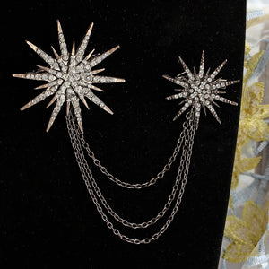 Crystal Charm Star Sparking Chain Brooch for Women