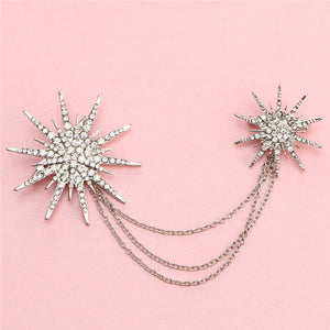 Crystal Charm Star Sparking Chain Brooch for Women
