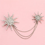 Crystal Charm Star Sparking Chain Brooch for Women