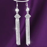 Silver Crystal Tassel Earrings for Wedding Romantic Christmas