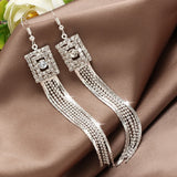 Silver Crystal Tassel Earrings for Wedding Romantic Christmas