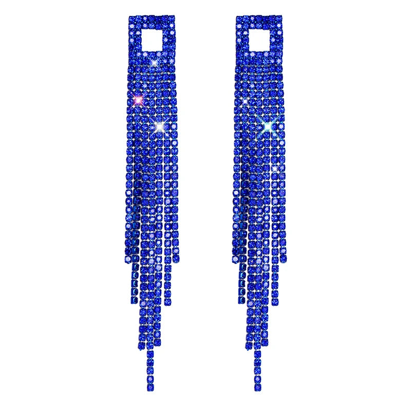 Silver Crystal Tassel Earrings for Wedding Romantic Christmas
