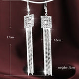 Silver Crystal Tassel Earrings for Wedding Romantic Christmas