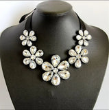Clear Crystal Rhinestone Choker Necklace with Back Strap