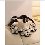 Clear Crystal Rhinestone Choker Necklace with Back Strap