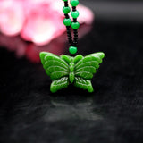 Hetian Green Jade Butterfly Pendant Necklace Natural Jadeite Charm Jewelry
