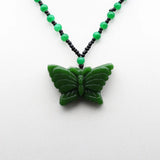 Hetian Green Jade Butterfly Pendant Necklace Natural Jadeite Charm Jewelry