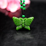 Hetian Green Jade Butterfly Pendant Necklace Natural Jadeite Charm Jewelry