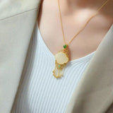 Hetian Jade Antique Necklace Pendant S925 Sterling Silver Vintage