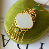 Hetian Jade Antique Necklace Pendant S925 Sterling Silver Vintage