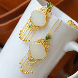 Hetian Jade Antique Necklace Pendant S925 Sterling Silver Vintage
