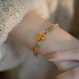 Hetian Jade Beads Bracelet for Women Adjustable Braided Rope Charm Bracelets