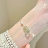 Hetian Jade Beads Bracelet for Women Adjustable Braided Rope Charm Bracelets