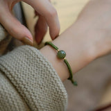 Hetian Jade Beads Bracelet for Women Adjustable Braided Rope Charm Bracelets