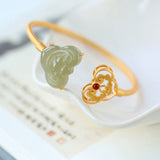 Hetian Jade Bracelet Female Duck Egg Ruyi Ancient Style Open Jade Bracelets