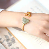 Hetian Jade Bracelet Female Duck Egg Ruyi Ancient Style Open Jade Bracelets