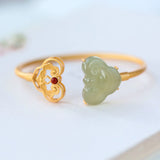 Hetian Jade Bracelet Female Duck Egg Ruyi Ancient Style Open Jade Bracelets