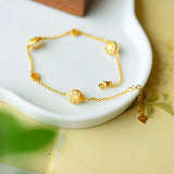 Hetian Jade Bracelet S925 Sterling Silver Plated Cloisonne Auspicious Cloud Peac