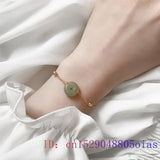 Hetian Jade Donut Bracelet Amulet Charm Jewelry 925 Silver