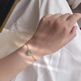 Hetian Jade Donut Bracelet Amulet Charm Jewelry 925 Silver