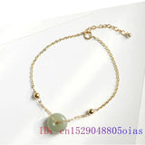 Hetian Jade Donut Bracelet Amulet Charm Jewelry 925 Silver