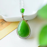 Hetian Jade Green Jade Water Drop Pendant Female Necklace