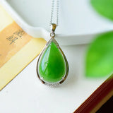 Hetian Jade Green Jade Water Drop Pendant Female Necklace