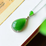 Hetian Jade Green Jade Water Drop Pendant Female Necklace