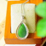 Hetian Jade Green Jade Water Drop Pendant Female Necklace