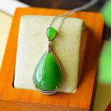 Hetian Jade Green Jade Water Drop Pendant Female Necklace Sterling Silver