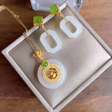 Hetian Jade Necklace Female Gourd Peace Buckle Safeness Ring