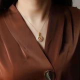 Hetian Jade Necklace Female Gourd Peace Buckle Safeness Ring Necklace