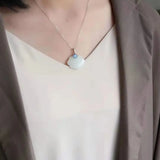 Hetian Jade Necklace Women's Natural Sterling Silver Burnt Chinese Knot Pendant