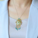 Hetian Jade Necklace Retro Chinese Ethnic Nantianmen Court Pendant