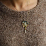Sterling Silver Gilt Burnt Jade Pendant Necklace