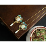 Sterling Silver Gilt Burnt Jade Pendant Necklace