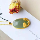 Hetian Jade Prosperous Necklace S925 Sterling Silver Goldfish Lucky Ingot