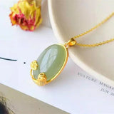 Hetian Jade Prosperous Necklace S925 Sterling Silver Goldfish Lucky Ingot