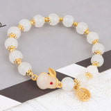 Hetian Jade Rabbit Charm Bracelet Red Marau Hand-woven Rope Beaded Bracelets