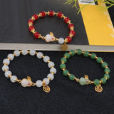 Hetian Jade Rabbit Charm Bracelet Red Marau Hand-woven Rope Beaded Bracelets