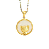 Hetian Jade Tiger Necklace S925 Silver Sapphire Inlaid Zodiac Pendant
