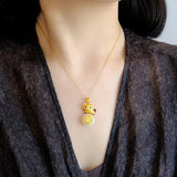 Hetian Jade Tiger Necklace Sterling Silver Fortune Year Chinese Zodiac Tiger