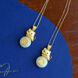 Hetian Jade Tiger Necklace Sterling Silver Fortune Year Chinese Zodiac Tiger