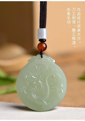 Hetian Yusheng Xiao Long Pendant Xinjiang Jade Zodiac Dragon Sapphire Necklace