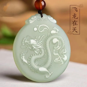 Hetian Yusheng Xiao Long Pendant Xinjiang Jade Zodiac Dragon Sapphire Necklace