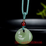 Hetian Jade Ruyi Pendant Double Sided Carved Buddhism Women Jadeite Jewelry