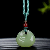 Hetian Jade Ruyi Pendant Double Sided Carved Buddhism Women Jadeite Jewelry
